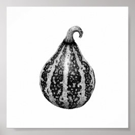 Póster Poster de dibujo de la tinta de la calabaza otoñal