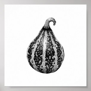 Póster Poster de dibujo de la tinta de la calabaza otoñal