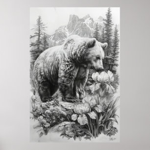Póster Poster de dibujo de oso completo Ados Santos Filho