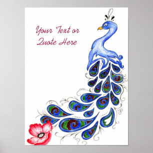 Póster Poster de dibujo de pavo real