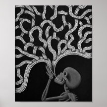 Poster de dibujo de resumen en blanco y negro