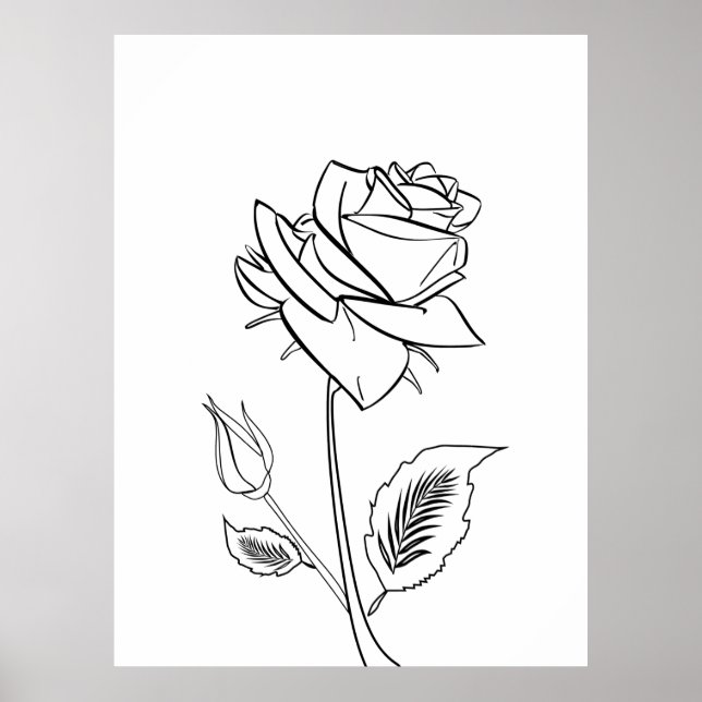 Póster Poster de dibujo de Rosa de bonito (Frente)