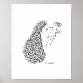 Póster Poster de dibujos de tinta de cuchara de hedgehog