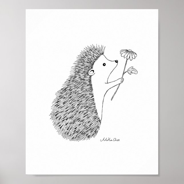Póster Poster de dibujos de tinta de cuchara de hedgehog (Frente)
