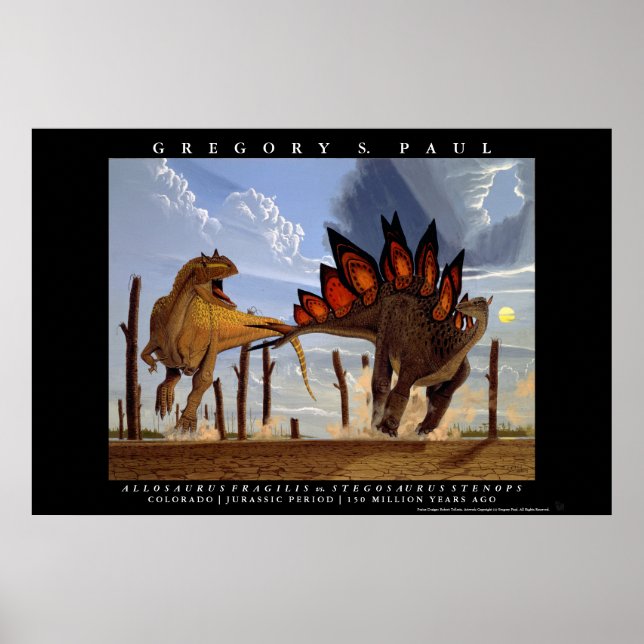 Póster Poster de Dinosaurio Allosaurus Stegosaurus Greg P (Frente)