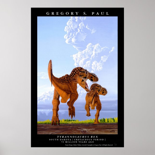 Póster Poster de Dinosaurio Tyrannosauro T rex Greg Paul (Frente)