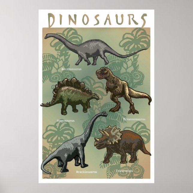 Póster Poster de dinosaurios (Frente)