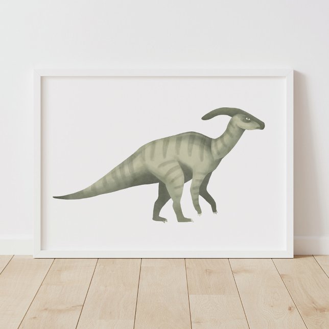 Póster Poster de dinosaurios de Parasaurolophus verde (Subido por el creador)