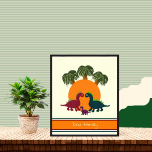 Póster Poster de dinosaurios y palmeras