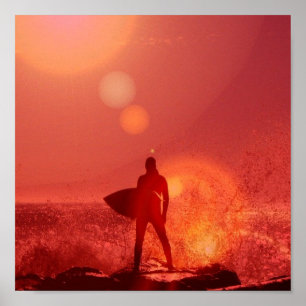 Póster Poster de dios que practica surf