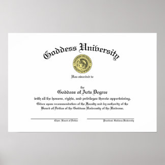 Póster Poster de Diploma Universitario de la Diosa