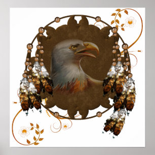Póster Poster de diseño de águila nativa estadounidense p