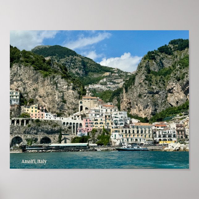 Póster Poster de diseño de Amalfi Italia (Frente)