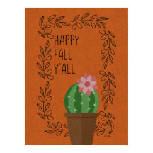 Poster de Diseño de Cactus Happy Fall Y'All