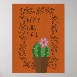 Póster Poster de Diseño de Cactus Happy Fall Y'All