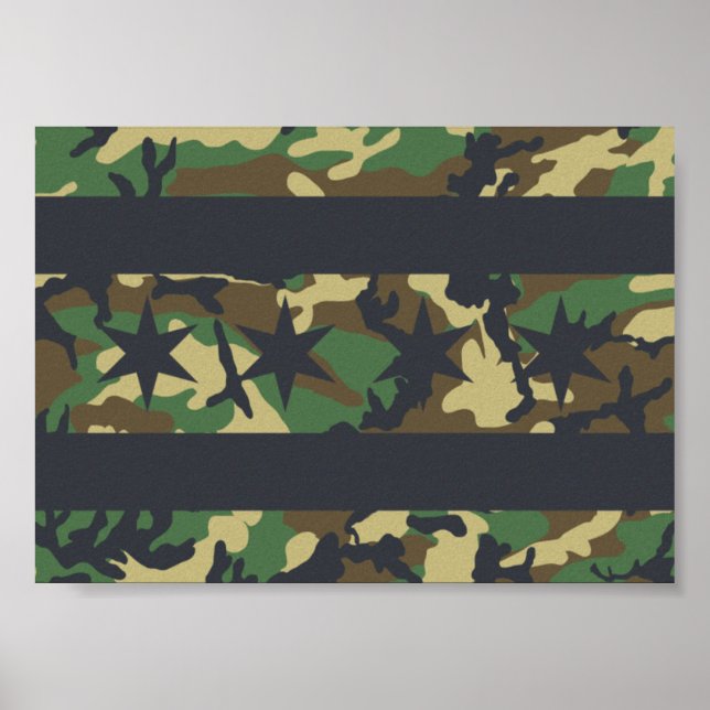 Póster Poster de diseño de camo con bandera de Chicago (Frente)