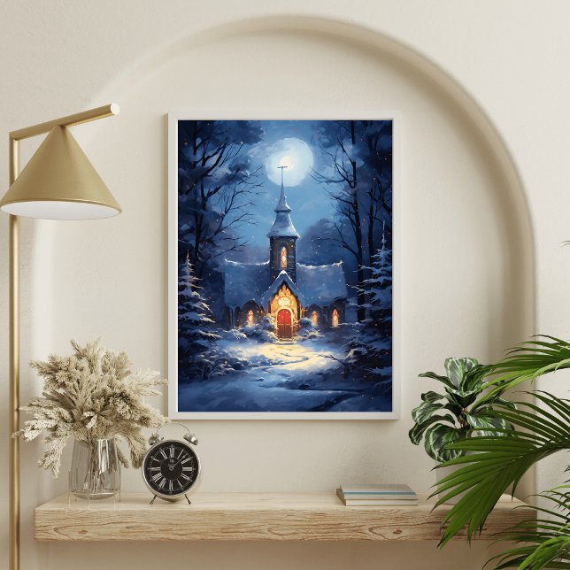 Póster Poster de diseño de capilla cubierta de nieve (Subido por el creador)