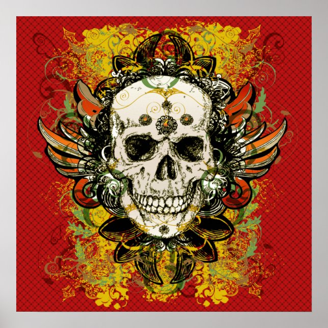 Póster Poster de diseño de cráneo (Frente)