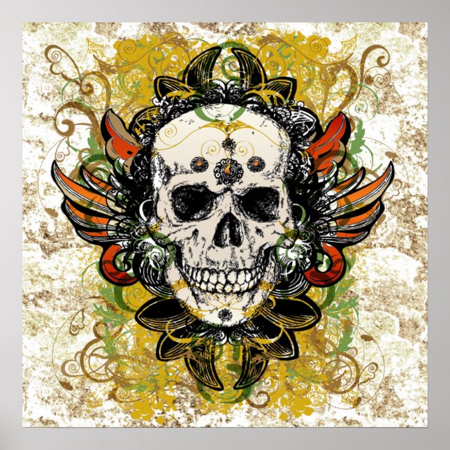 Póster Poster de diseño de cráneo (Frente)