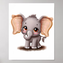 Poster de diseño de dibujos de elefantes para bebé