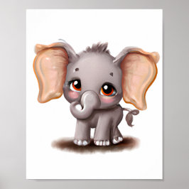 Póster Poster de diseño de dibujos de elefantes para bebé