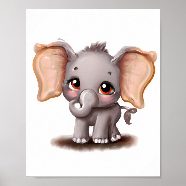 Póster Poster de diseño de dibujos de elefantes para bebé (Frente)