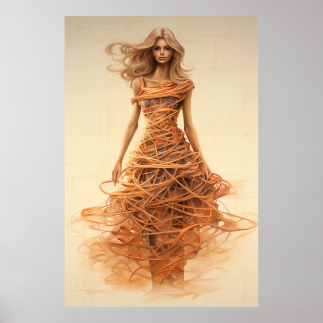 Póster Poster de Diseño de Moda Spaghetti - H (Frente)