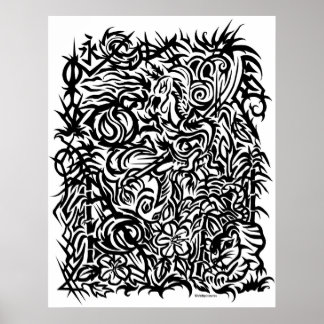 Póster Poster de diseño de tatuajes tribales orientales