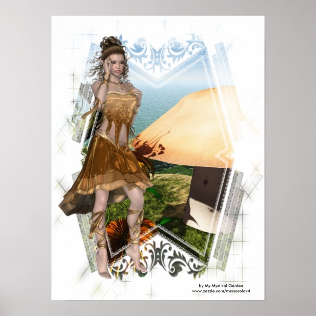 Póster Poster de diseño Elf con hongos D1 (Frente)