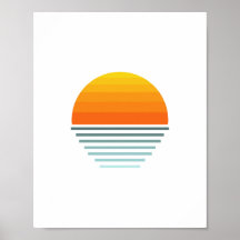 Poster de diseño gráfico de atardecer y mar