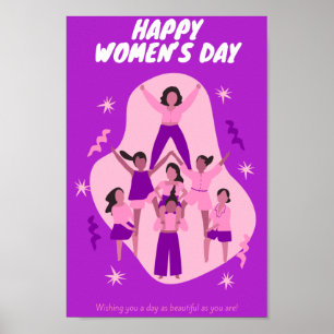 Póster Poster de diseño lindo tema del día de la mujer