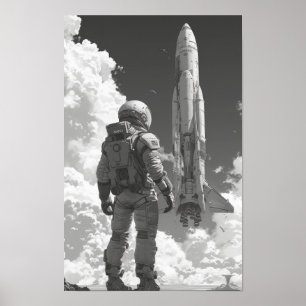 Póster Poster de disparo en el hombro del astronauta