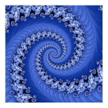 Poster de doble espiral azul fractal