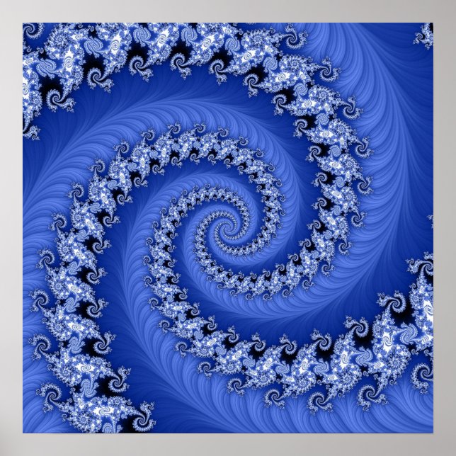 Póster Poster de doble espiral azul fractal (Frente)