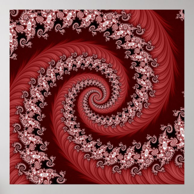 Póster Poster de doble espiral roja fractal (Frente)