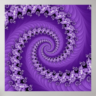 Póster Poster de doble espiral violeta fractal