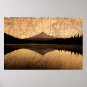 Póster Poster de doble exposición de Trillium Lake