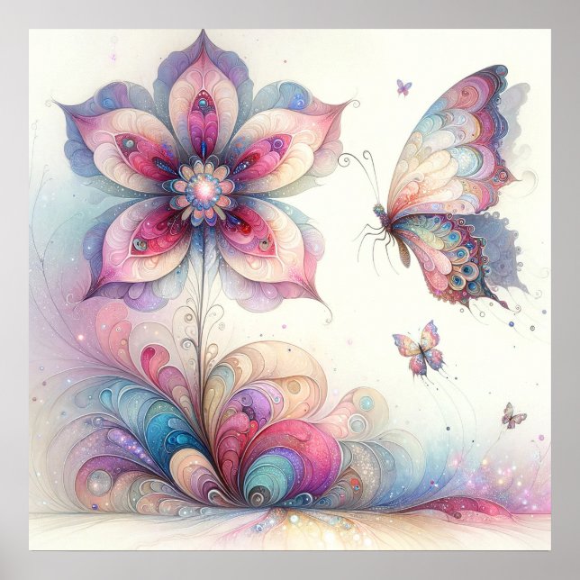 Póster Poster de dormitorio de mariposa caprichosa (Frente)