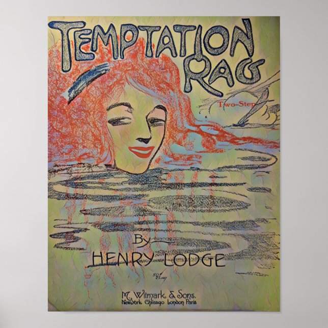 Póster poster de dos escalones de Temptation Rag 1909 (Frente)