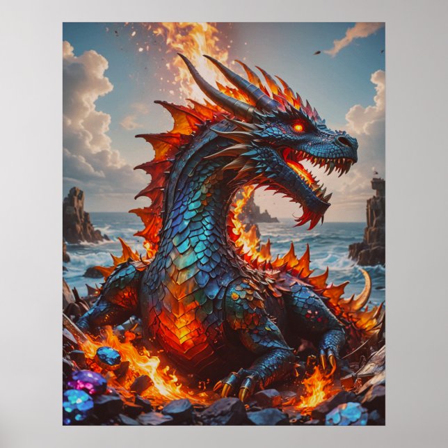 Póster Poster de dragón de fuego (Frente)