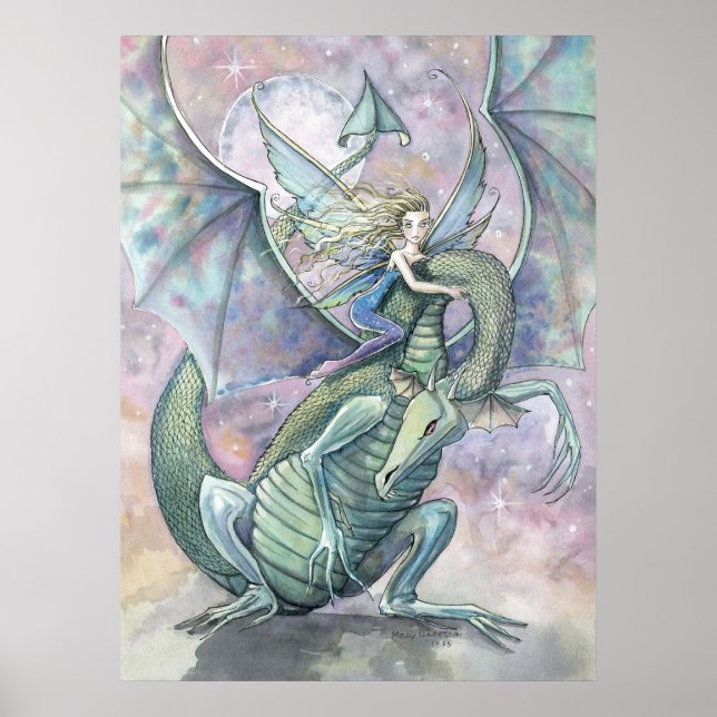Póster Poster de dragón de hadas impreso por Molly Harris (Frente)