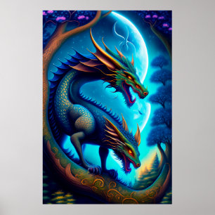 Póster Poster de dragones míticos