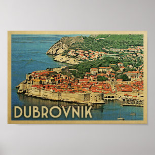 Póster Poster de Dubrovnik Poster de Viajes Vintage Croac