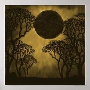 Póster Poster de Eclipse de Bosque Oscuro Dorado
