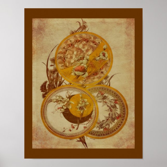 Póster Poster de edad de diseño floral Art Nouveau (Frente)