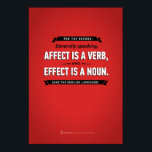 Póster Poster de efecto/efecto grammaral<br><div class="desc">El efecto es un verbo,  el efecto es un sustantivo.</div>