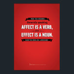 Póster Poster de efecto/efecto grammaral<br><div class="desc">El efecto es un verbo, el efecto es un sustantivo.</div>