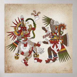 Póster Poster de Ehecatl y de Tezcatlipoca