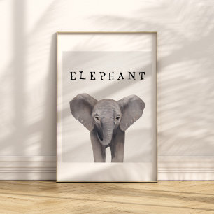 Póster Poster de elefante infantil canalla de personaliza