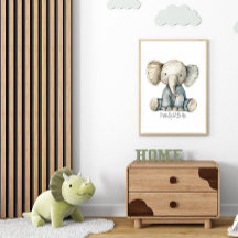 Poster de elefante relleno y lindo para guardería